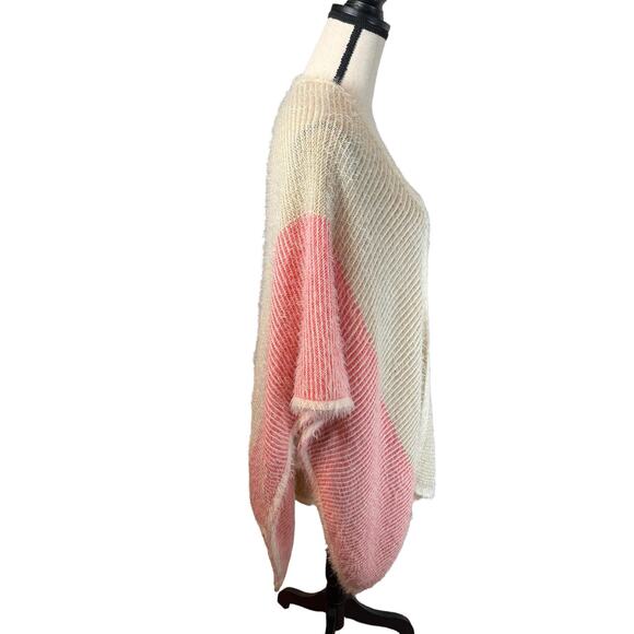 Anthropologie Akemi + Kin Color‎ Block Fuzzy Sweater Wrap Poncho Ruana One Size - Picture 5 of 8